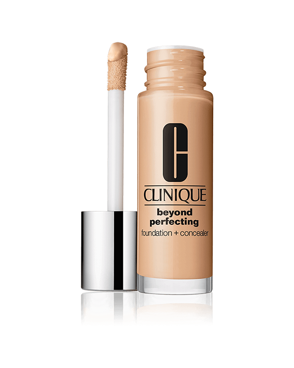 Beyond Perfecting Foundation + Concealer SPF 19/PA++, &lt;STRONG&gt;가벼운 질감의 리퀴드 파운데이션과 컨실러가 하나로!&lt;BR&gt;바르는 즉시 마법처럼 티 없이 보송보송한 피부로 변신시켜주는 파운데이션+컨실러&lt;/STRONG&gt;&lt;BR&gt;&lt;BR&gt;입체적인 &quot;요술봉&quot; 어플리케이터로 얼굴 전체 혹은 원하는 부분에 쉽게 사용이 가능합니다. 가볍고 탁월한 커버력이 오랫동안 지속되어 보송보송한 마무리감과 자연스러운 피부 표현을 유지할 수 있습니다.